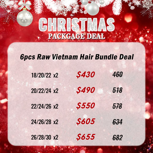 🎅✨Christmas Package Deal ｜ 6pcs Raw Vietnam Hair Bundle Deal $430-$655 Free Shipping