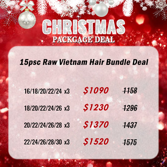 🎅✨Christmas Package Deal ｜ 15pcs Raw Vietnam Hair Bundle Deal $1090 -$1520 Free Shipping