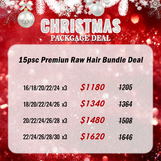 🎅✨Christmas Package Deal ｜ 15pcs Premium Raw Hair Bundle Deal $1180-$1620 Free Shipping