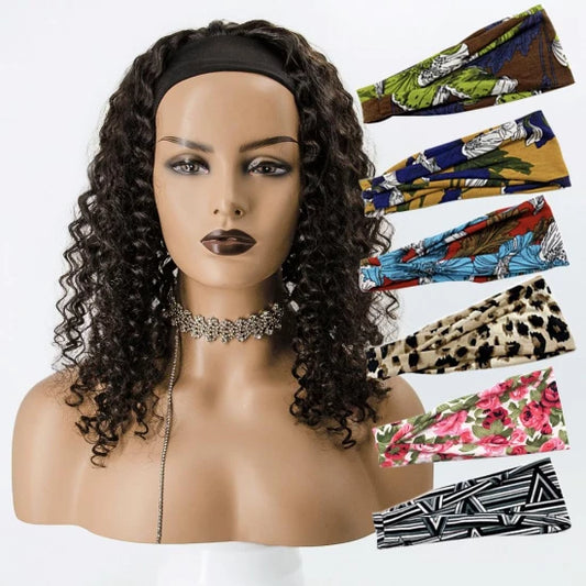 Tedhair 16/18 Inches Grab-N-Go Headband Deep Curly Wigs 200% Density-100% Human Hair